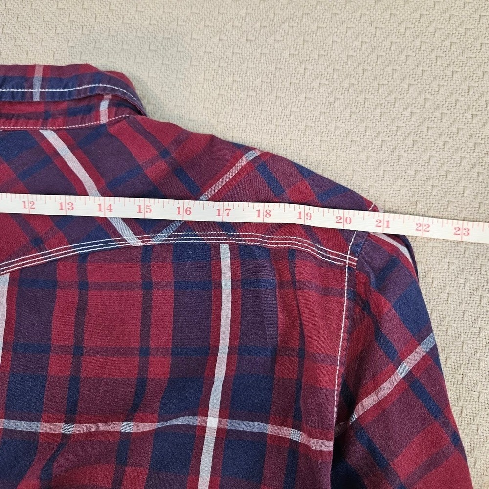 RECLAIM | Mens Athletic Fit Western Plaid Snap Button Down Shirt Red Navy XL - Picture 13 of 15
